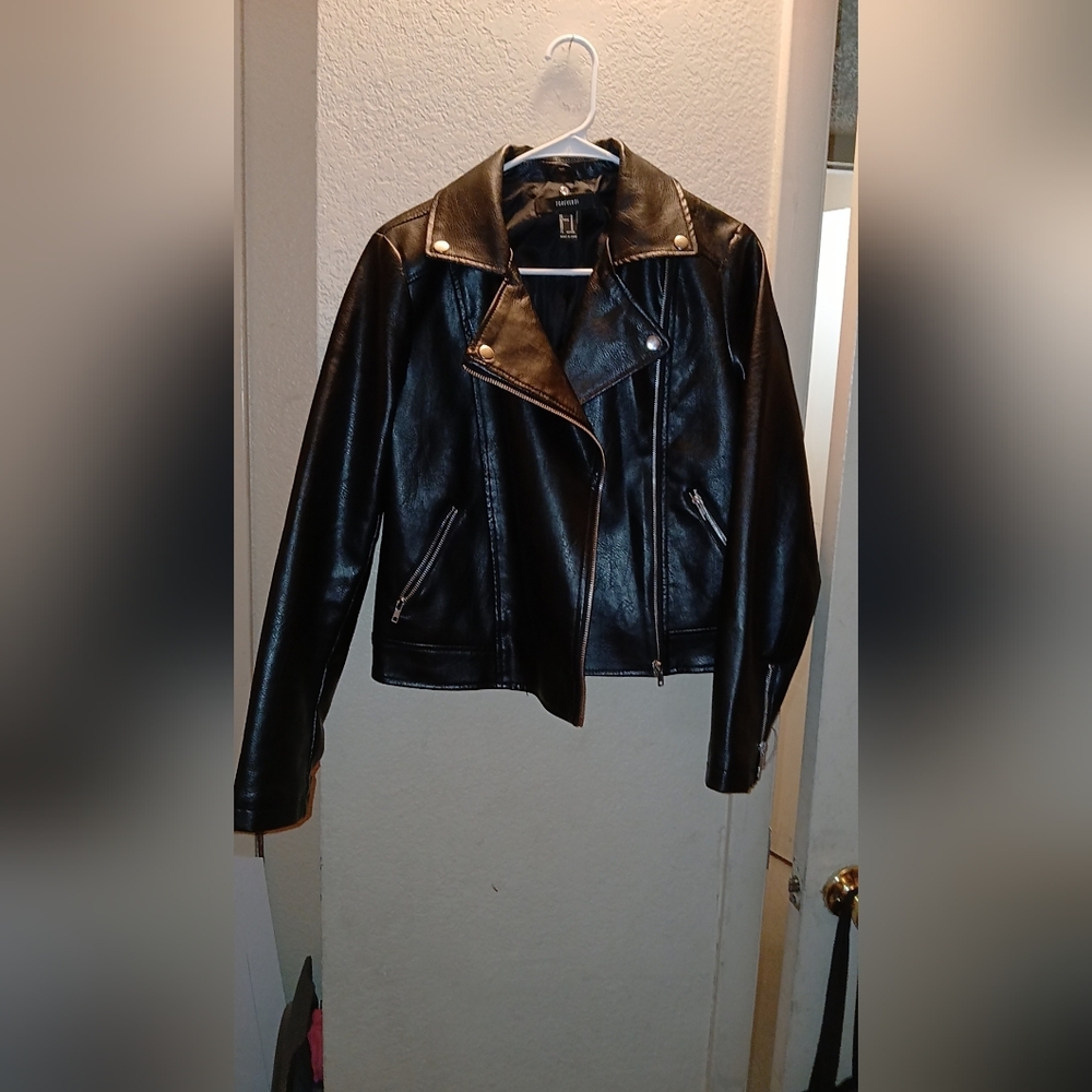 Black Faux Leather Biker Jacket